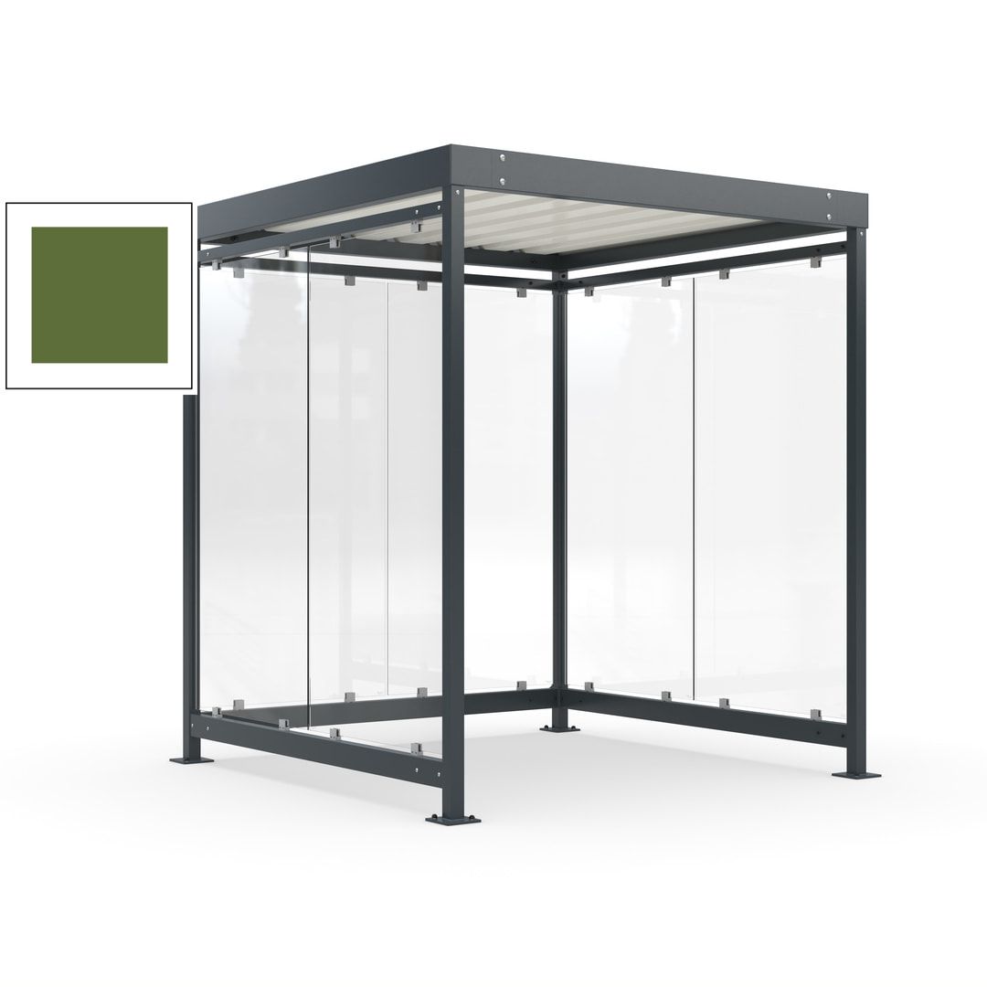 Raucherunterstand, Bushaltestelle, Bausatz, 6-7 Personen, 6 Wände, 2.510 x 2.165 x 2.165 mm (HxBxT), Achatgrau