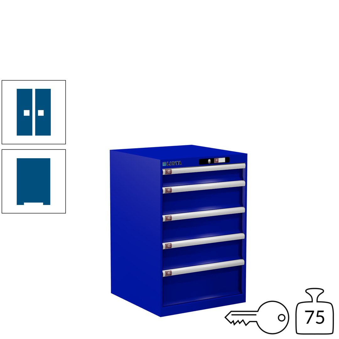Lista Schubladenschrank - 14.256.010 - 850x564x572 mm (HxBxT) - 5 Schubladen - 75 kg - Key Lock - lichtblau (RAL 5012)