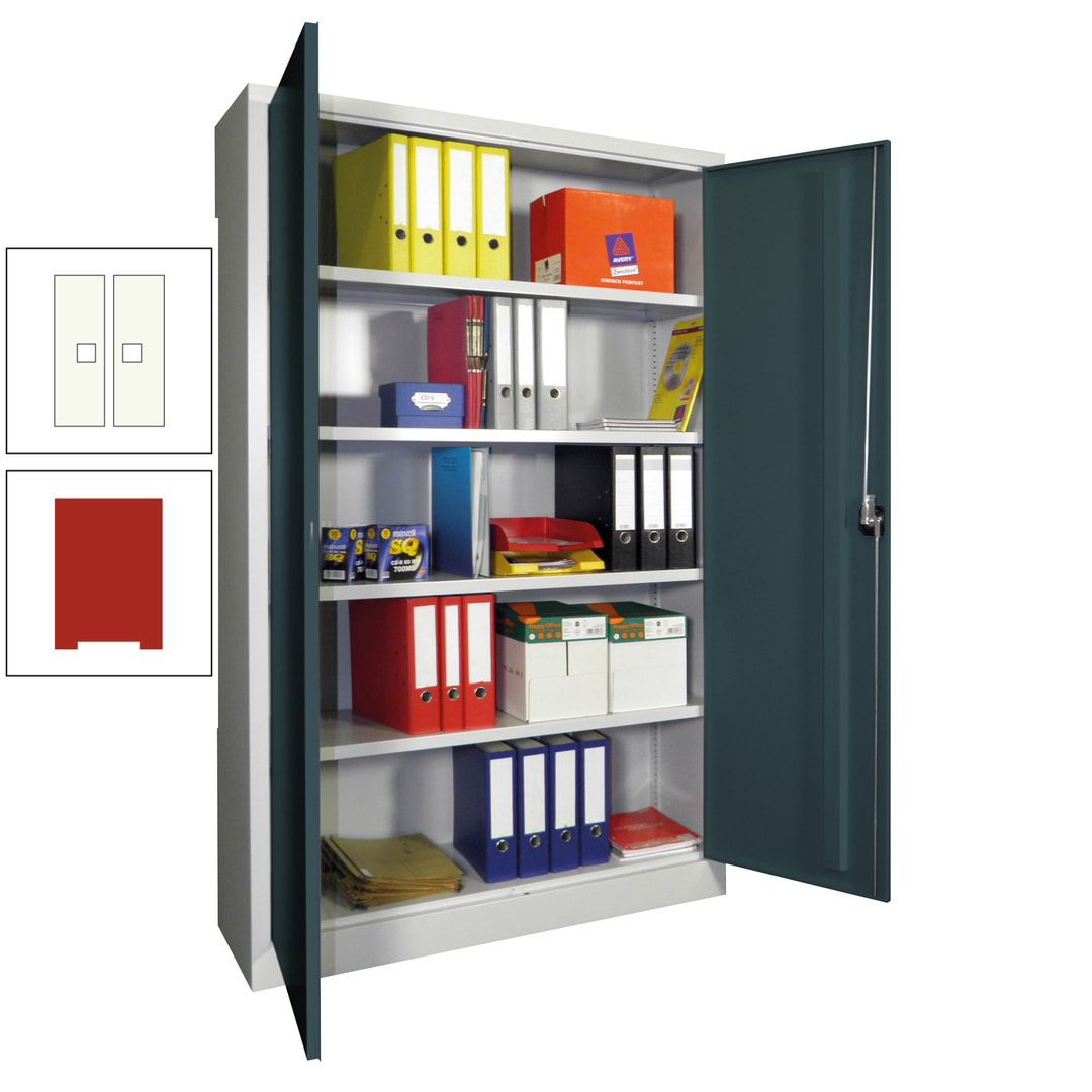 Aktenschrank - Vollblechtüren - 1.950x1.200x400 mm (HxBxT) - 4 Einlegeböden verzinkt - Zylinderschloss - anthrazitgrau