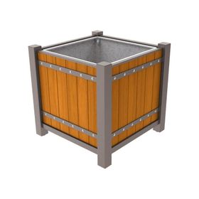Pflanzbehälter, Pflanzgefäß, verzinkt, Eichenholzverkleidung, Innenfach wählbar, 960 x 1.060 x 1.060 mm (HxBxT), Farbe wählbar