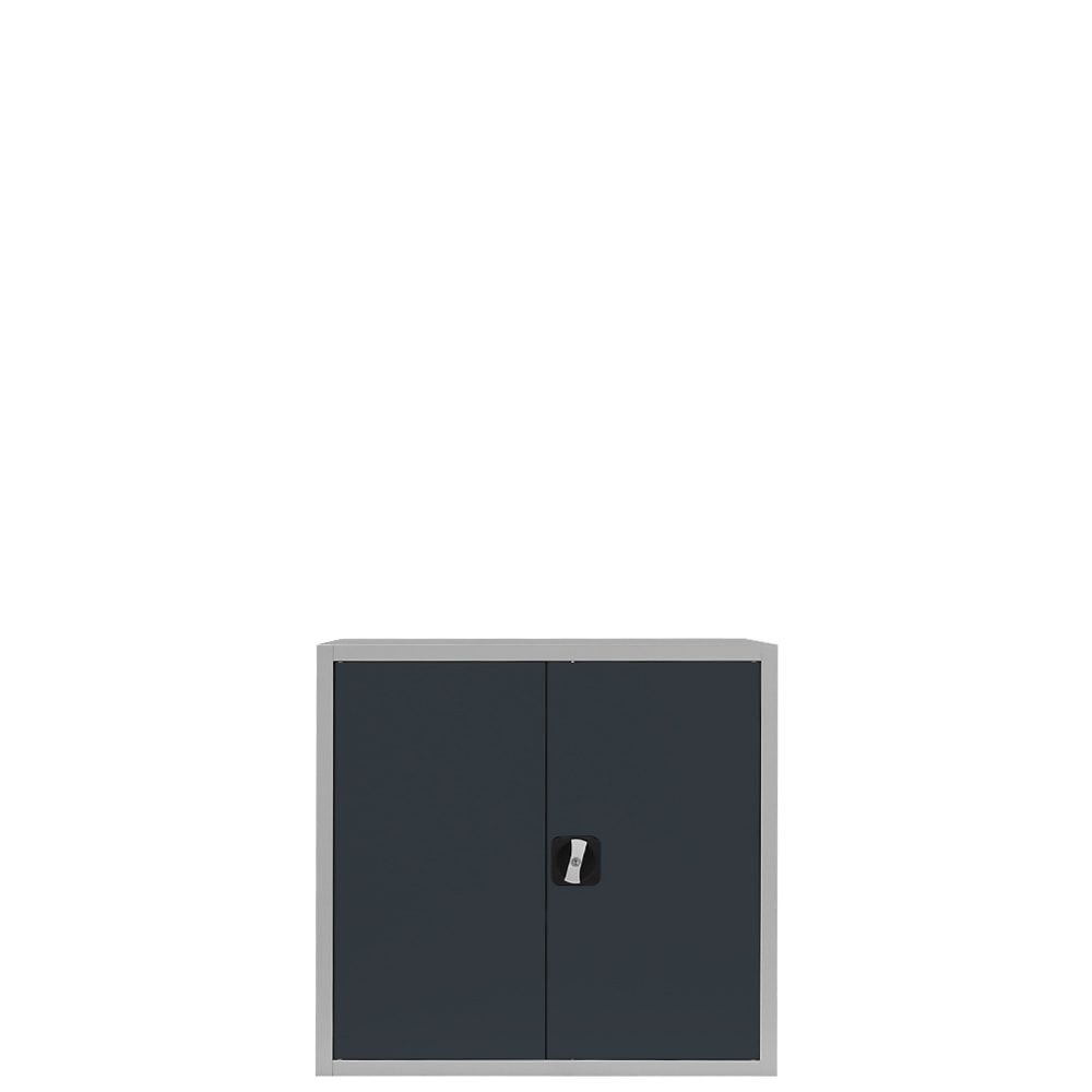 Aktenschrank, Büroschrank, abschließbar, Flügeltüren, 1 Fachboden, 750 x 800 x 383 mm (HxBxT), Stahl, Korpus und Türen in lichtgrau