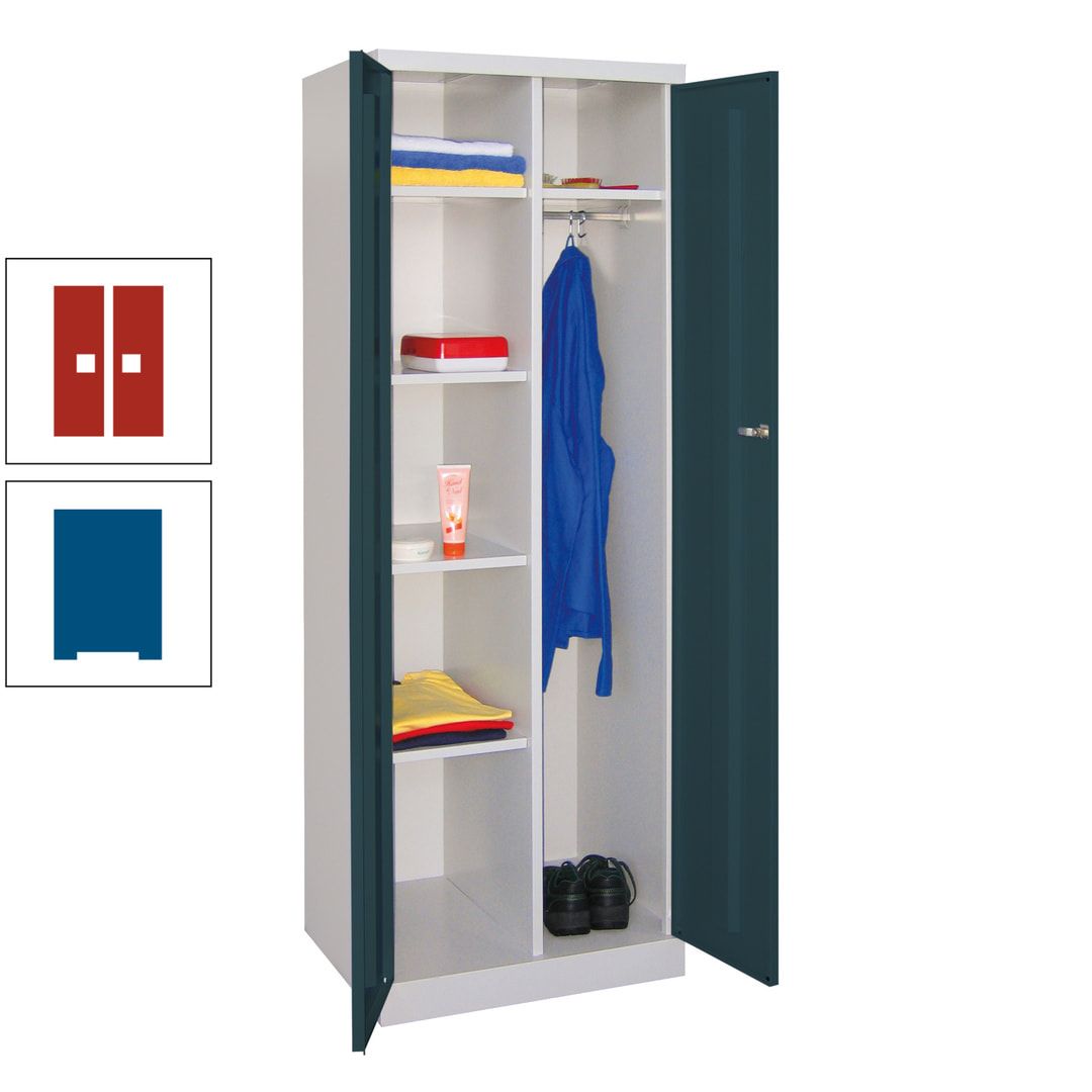 Kleiderschrank mit Sockel - Spind - 1 Abteil mit Trennwand - 1.800x600x500 mm (HxBxT) - Zylinderschloss - anthrazitgrau