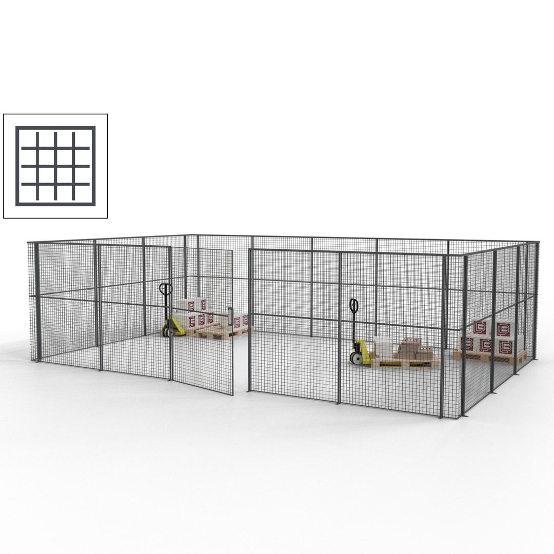 Maschinen Schutzgitter - Hallentrennwand - Sicherheitszaun - Tür - 22 m - 2.200 x 7.900 x 4.900 mm (HxBxT) - enzianblau