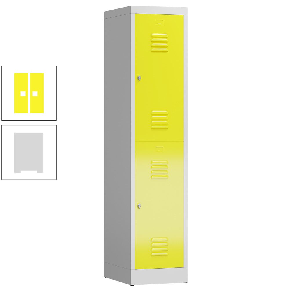 Garderobenschrank, Doppelstockspind, 1 Abteil, 2 Fächer, 1.800 x 415 x 500 mm (HxBxT), Drehriegel, Stahl, Korpus: lichtgrau, Front: anthrazitgrau