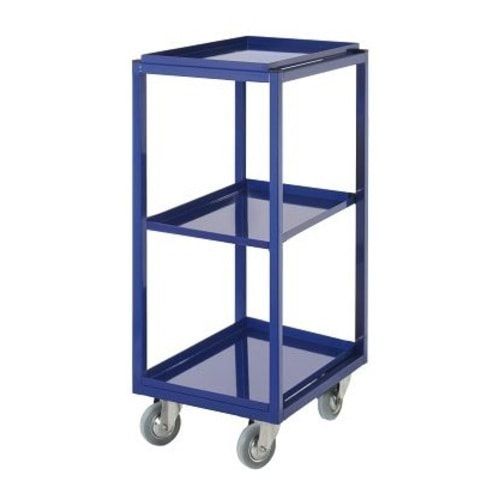 Kommissionierwagen für Sichtlagerkästen, Traglast 230 kg, Ladefläche 480 x 328 mm, 3 Etagen, Farbe enzianblau