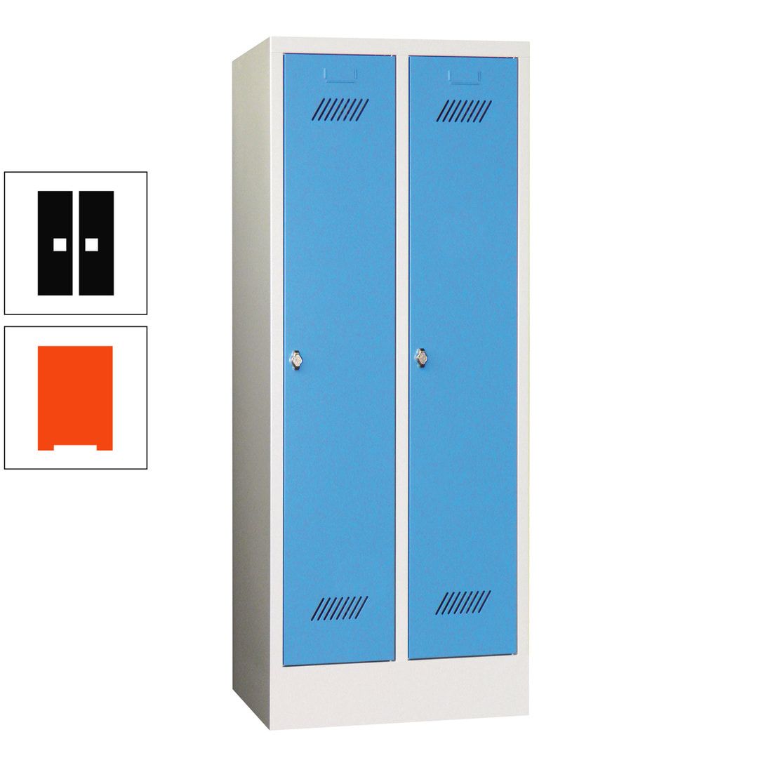 Spindschrank f. Schulen - mit Sockel - Höhe 1.600 mm - 2 Abteile a 300 mm - Drehriegel - anthrazitgrau