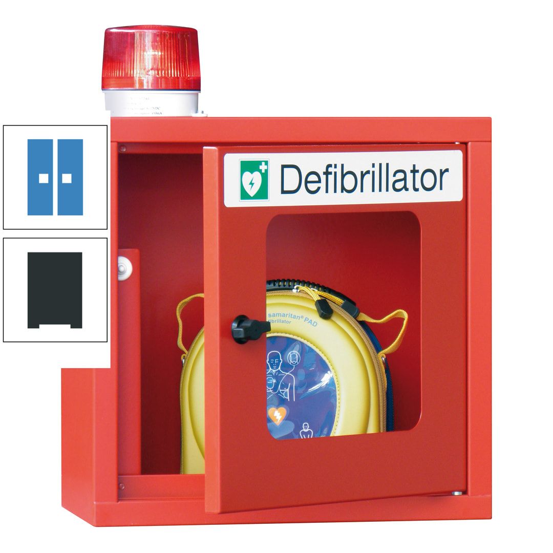 Defibrillatorenschrank mit akustischem und optischem Alarm - 490 x 400 x 200 mm (HxBxT) - Sichtfenster - anthrazitgrau