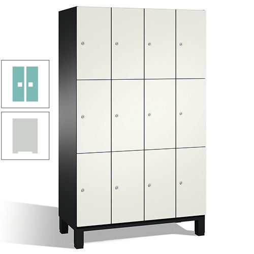 Fächerschrank, Stahlschrank, 12 Fächer, Türöffnungsbegrenzer, mit Füßen, Korpus lichtgrau, Tür anthrazitgrau, 1.980 x 1.200 x 525 mm (HxBxT)