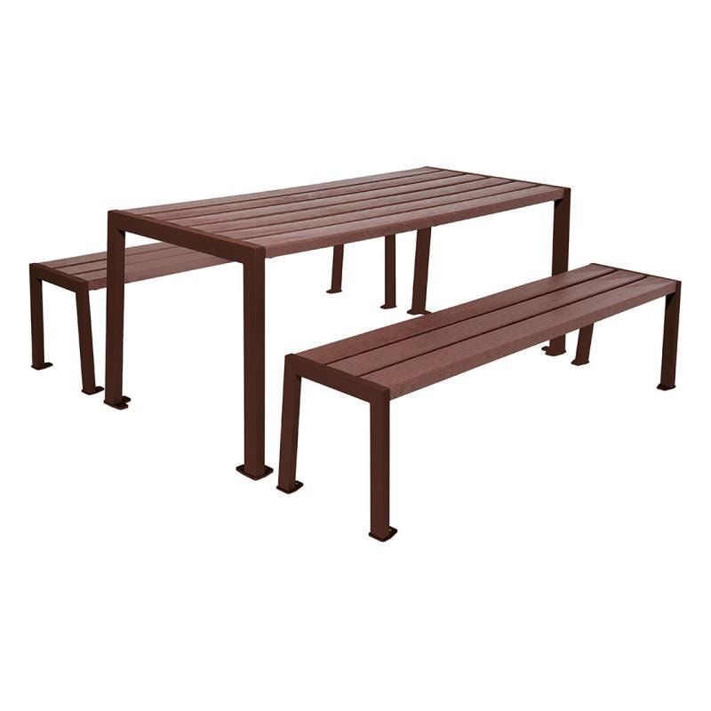 Sitzgarnitur aus Stahl und Kunststoff - verzinkt und beschichtet - 750 x 1.800 x 798 mm (HxBxT) - Farbe enzianblau