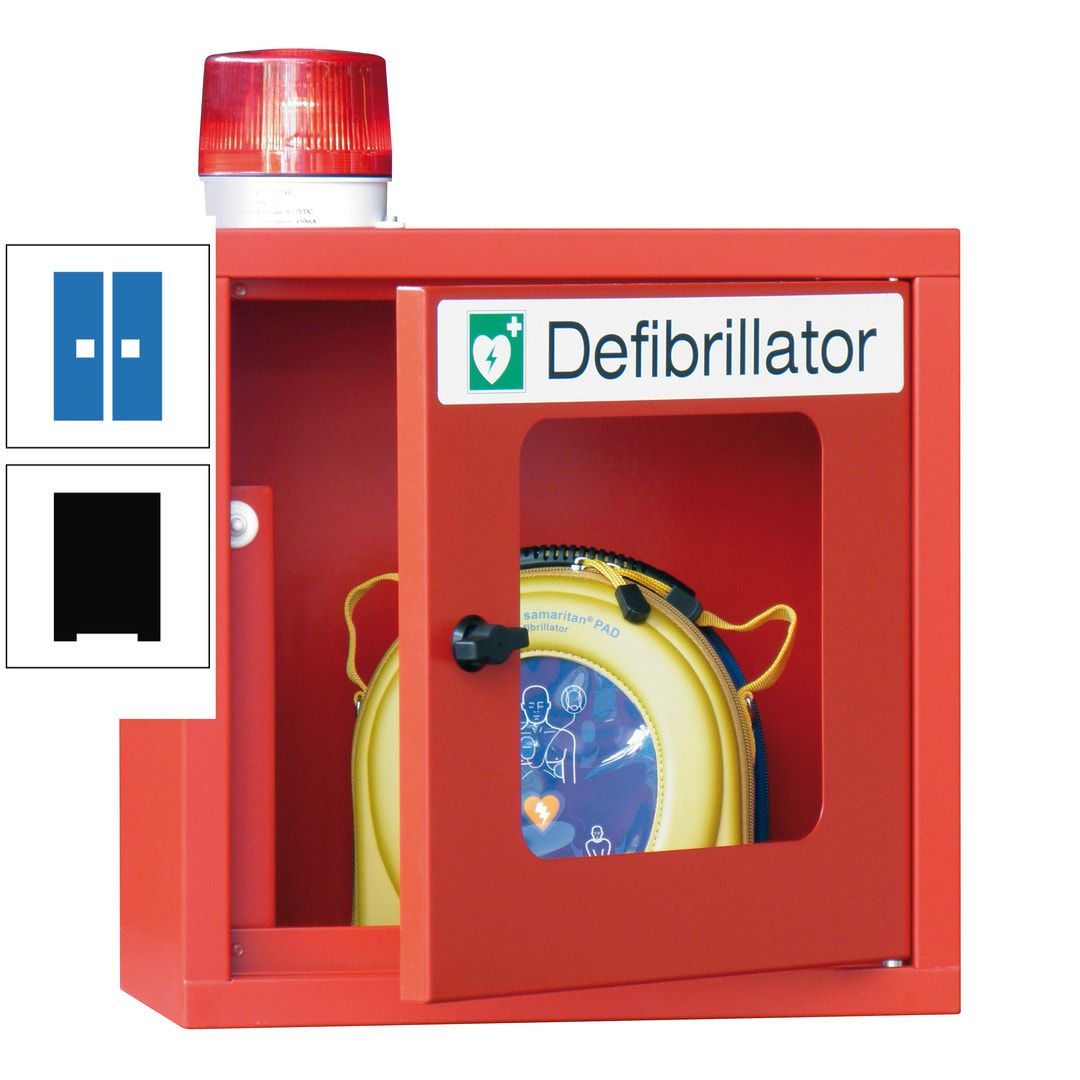 Defibrillatorenschrank mit akustischem und optischem Alarm - 490 x 400 x 200 mm (HxBxT) - Sichtfenster - anthrazitgrau