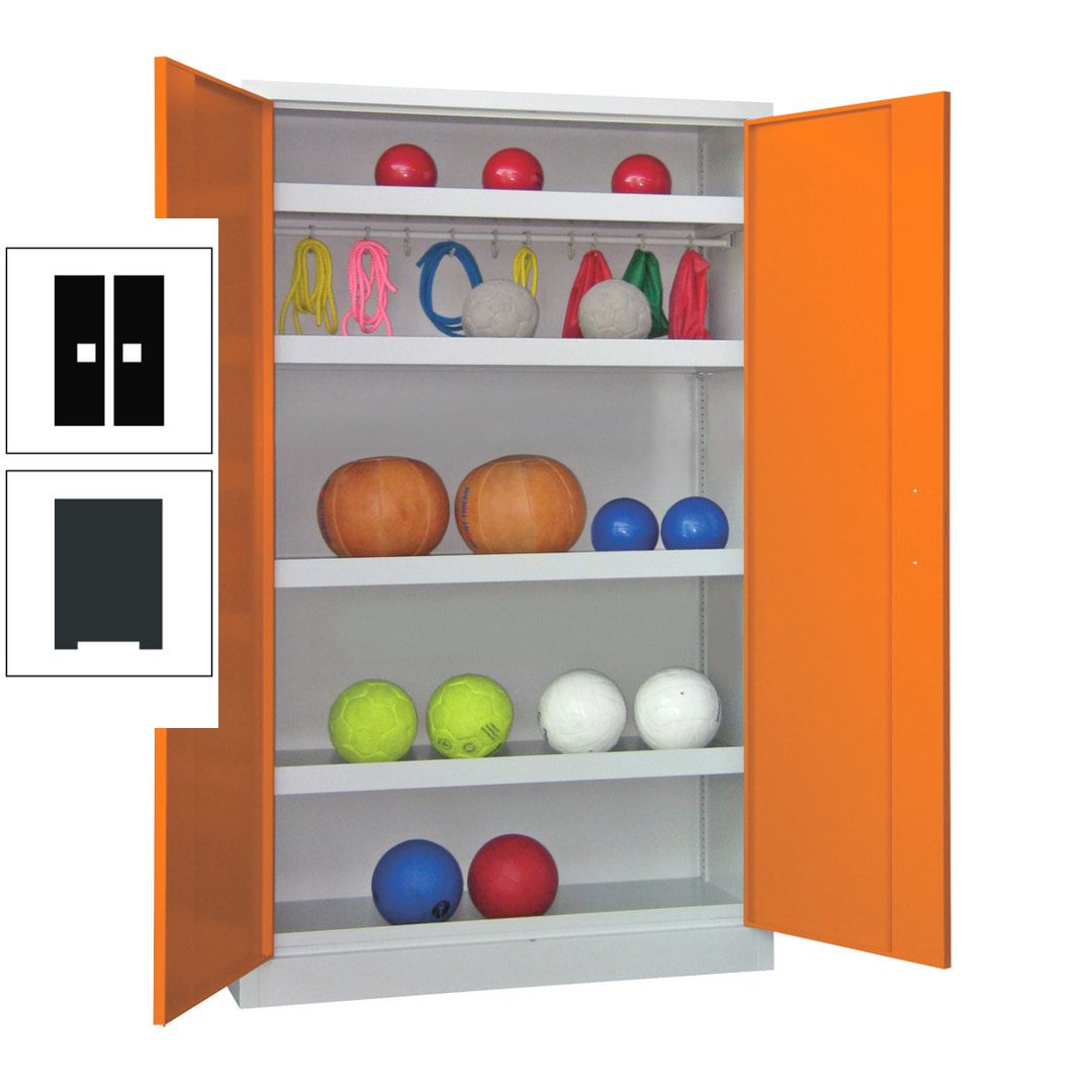 Ballschrank - Vollblechtüren - 4 Böden - 1 Hakenleiste - 1.950x1.200x500 mm (HxBxT) - anthrazitgrau