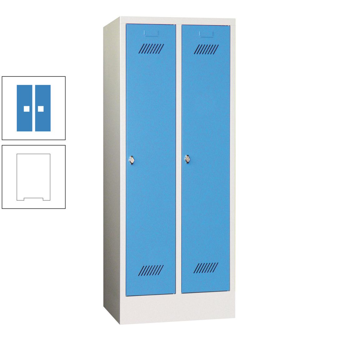 Spindschrank f. Schulen - mit Sockel - Höhe 1.600 mm - 2 Abteile a 300 mm - Drehriegel - anthrazitgrau