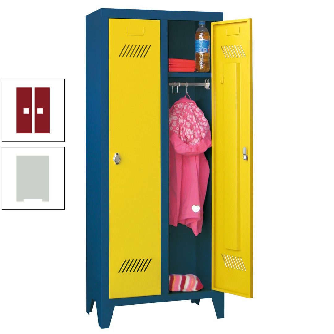 Spindschrank f. Kindergärten - mit Füßen - Höhe 1.300 mm - 2 Abteile a 250 mm - Zylinderschloss - anthrazitgrau