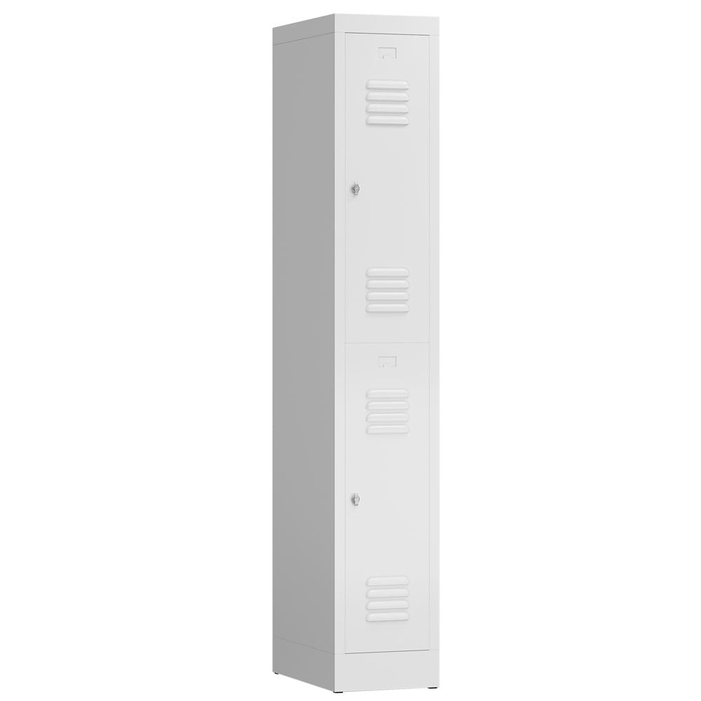 Garderobenschrank, Doppelstockspind, 1 Abteil, 2 Fächer, 1.800 x 310 x 500 mm (HxBxT), Stahl, Drehriegel, Korpus: lichtgrau, Front: anthrazitgrau