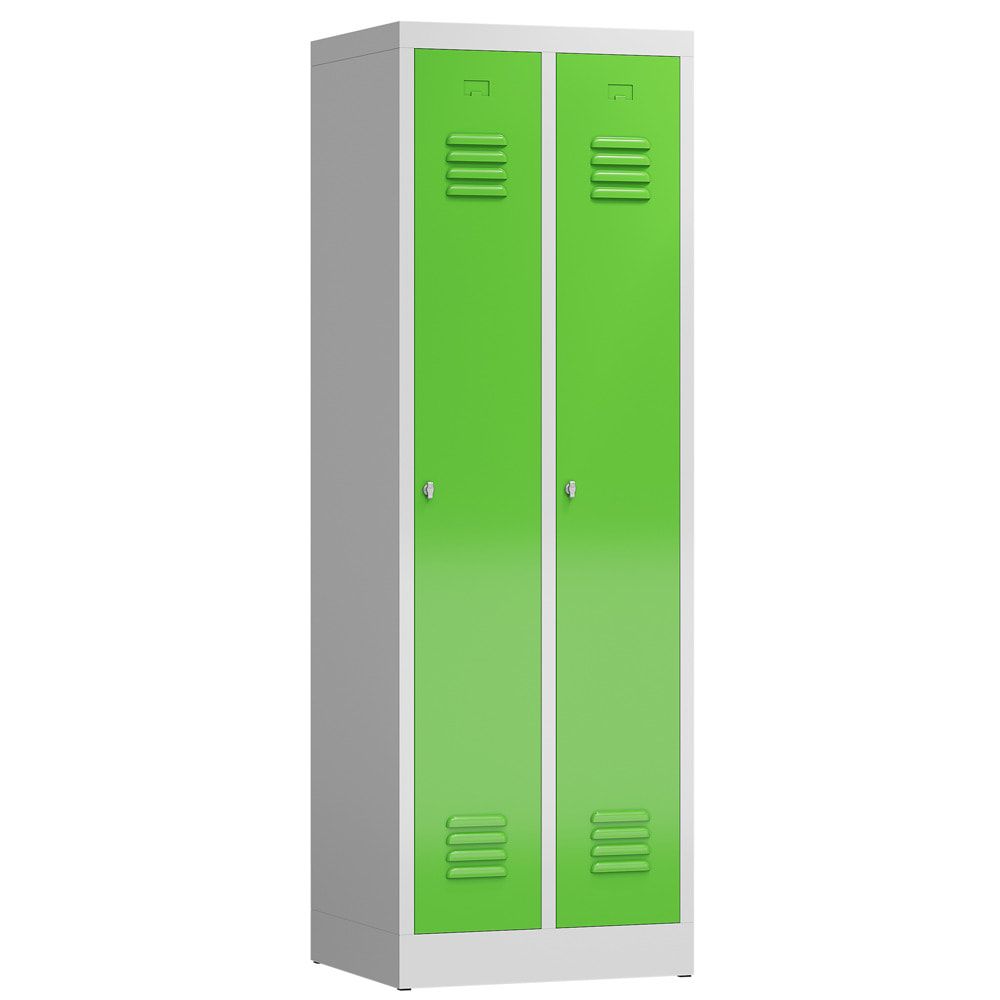 Garderobenschrank, Garderobenspind, 2 Abteile, 1.800 x 590 x 500 mm (HxBxT), Stahl, Drehriegelverschluss, Korpus: lichtgrau, Front: anthrazitgrau