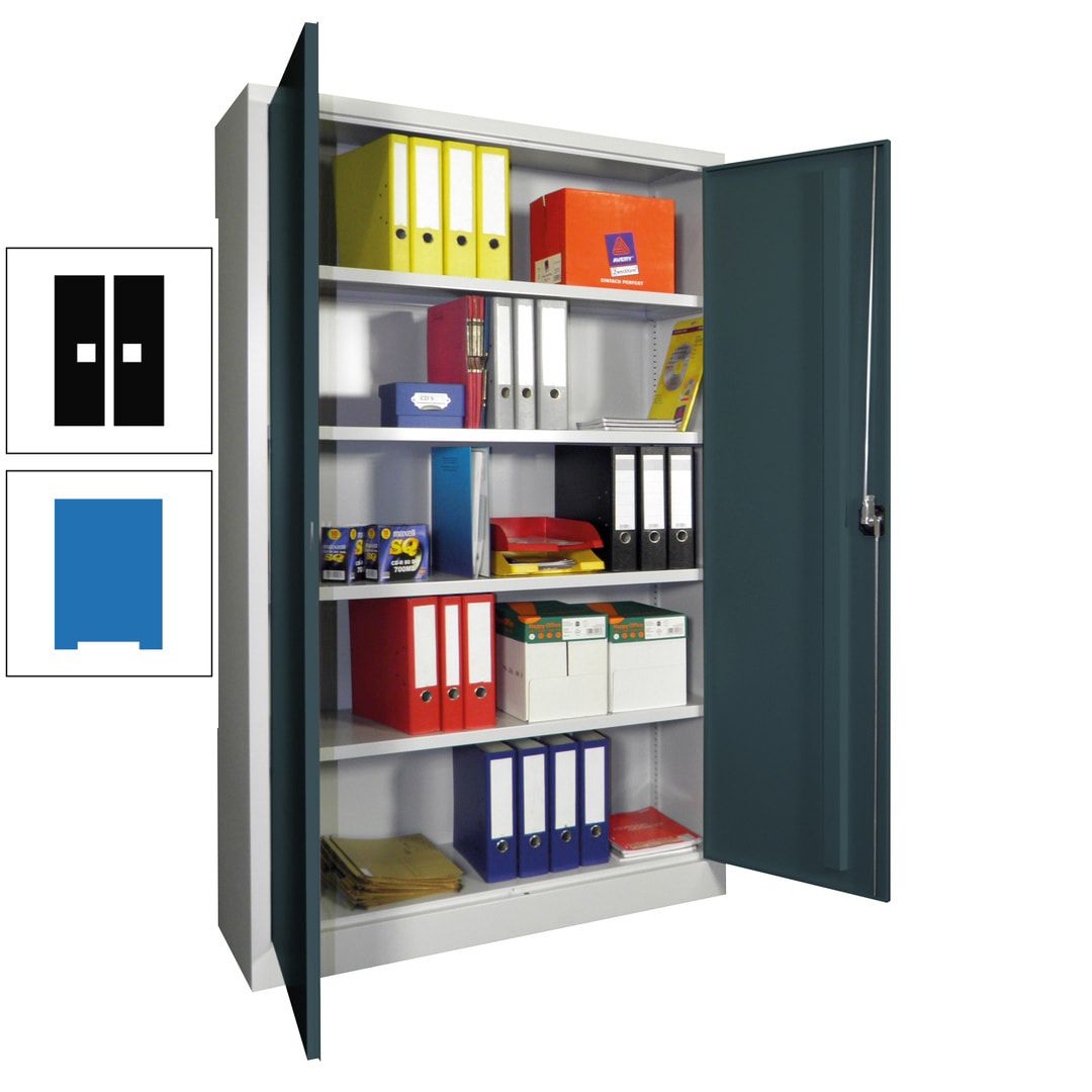 Aktenschrank - Vollblechtüren - 1.950x1.200x400 mm (HxBxT) - 4 Einlegeböden verzinkt - Zylinderschloss - anthrazitgrau