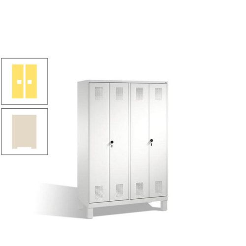 Doppel-Spind, Doppeltüren, Garderobenschrank mit Füßen, 4 Abteile a 300 mm, Korpus anthrazitgrau, Tür anthrazitgrau, 1.850 x 1.200 x 500 mm (HxBxT)