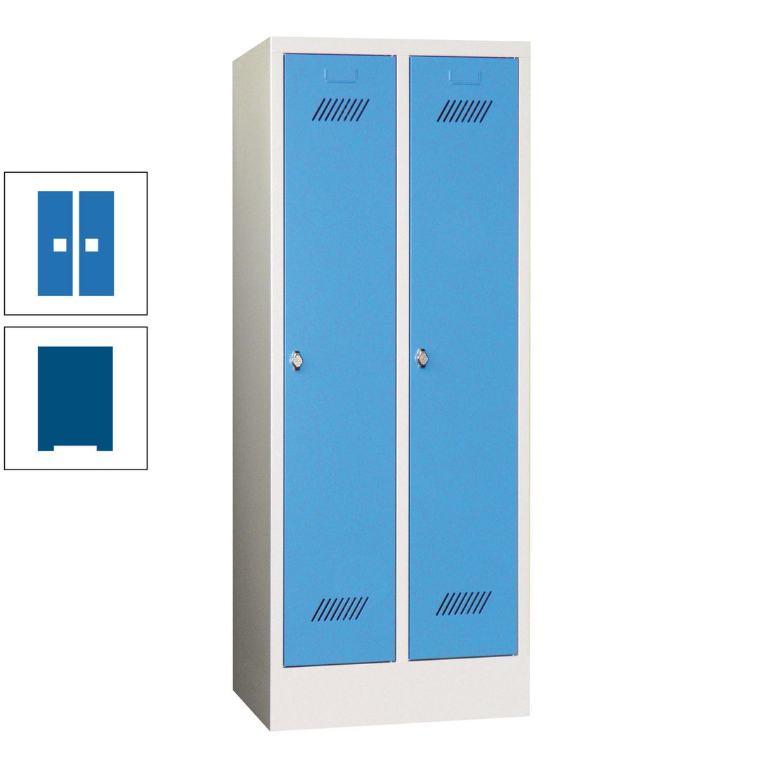 Spindschrank f. Schulen - mit Sockel - Höhe 1.600 mm - 2 Abteile a 300 mm - Drehriegel - anthrazitgrau