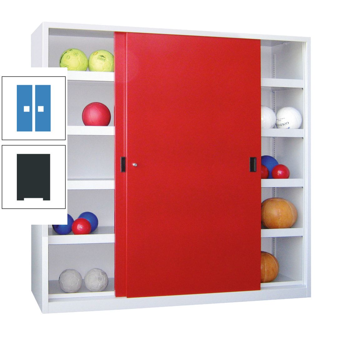 Ballschrank - Schiebetüren - Trennwand - 8 Böden - 1.950x1.500x600 mm (HxBxT) - anthrazitgrau