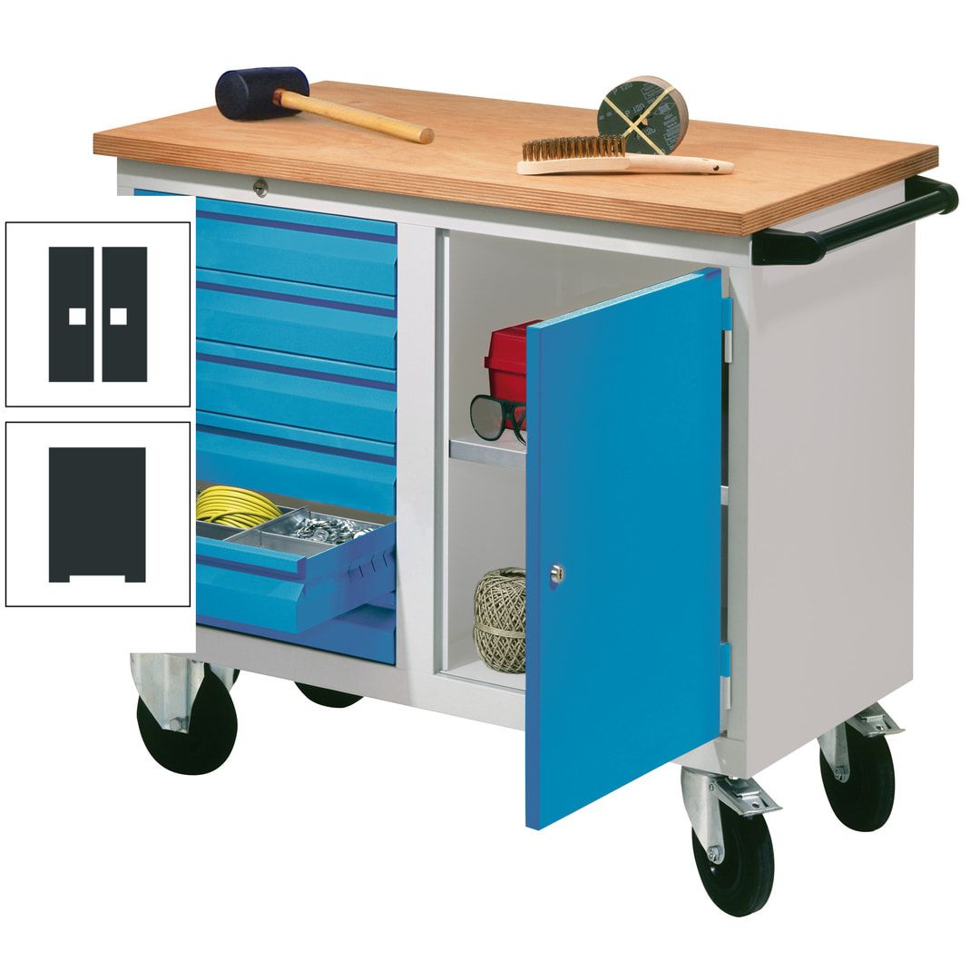Mobile Werkbank - Werkstattwagen - 915 x 1.090 x 600 mm - 6 Schubladen und Schrankfach - anthrazitgrau