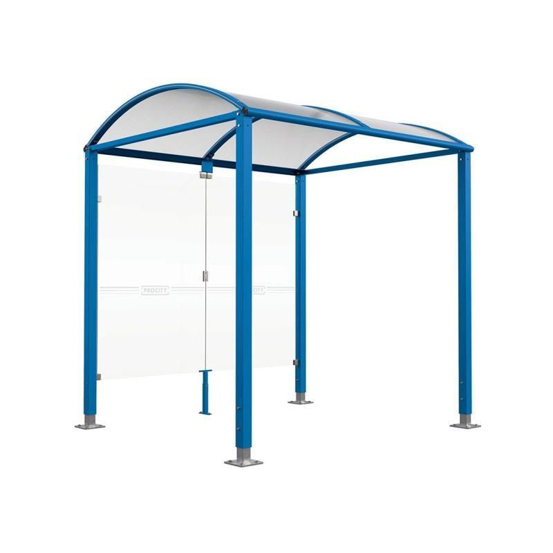 Fahrradunterstand, Fahrradüberdachung, Erweiterung, ESG, 2.635 x 2.500 x 2.090 mm (HxBxT), Bodenplatten, höhenverstellbar, Farbe enzianblau