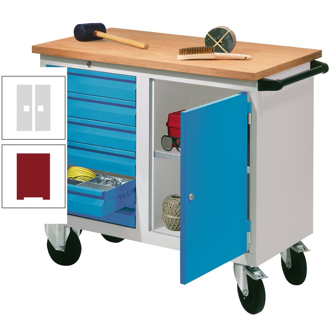 Mobile Werkbank - Werkstattwagen - 915 x 1.090 x 600 mm - 6 Schubladen und Schrankfach - anthrazitgrau