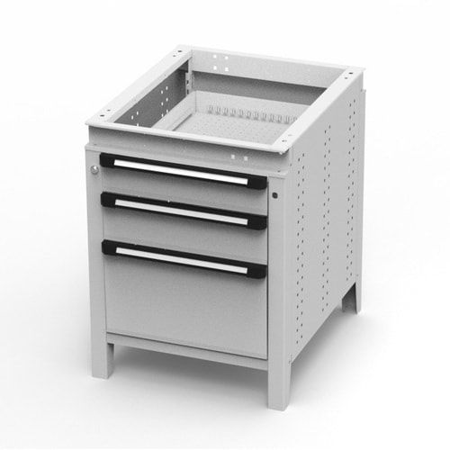 OTTOKIND Werkbank - Arbeitsplatte bündig - 850 x 605 x 750 mm (HxBxT) - 3 Schubladen - lichtgrau