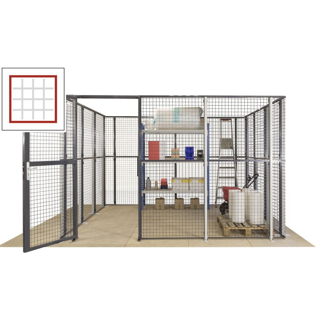 Maschinen Schutzgitter - Hallentrennwand - Sicherheitszaun - Tür - 72 m - 2.200 x 21.400 x 15.400 mm (HxBxT) - enzianblau