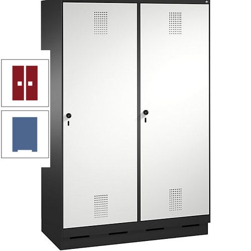 Doppel-Spind, Garderobenschrank, 2 Türen für 4 Abteile a 300 mm, Korpus anthrazitgrau, Türen anthrazitgrau, 1.800 x 1.200 x 500 mm (HxBxT)