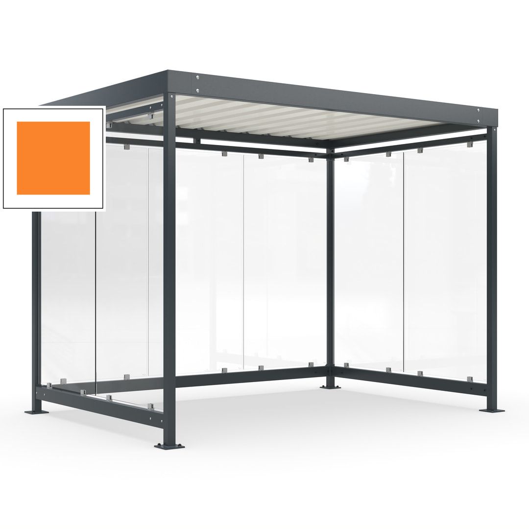 Raucherunterstand, Bausatz, Fahrgastunterstand, Bushaltestelle, 2.510 x 3.180 x 2.165 mm (HxBxT), 7 Wände, Achatgrau