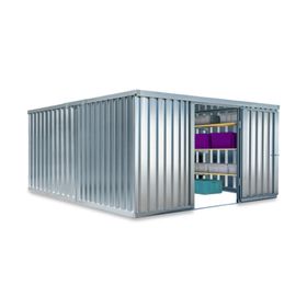 Container, Lagercontainer, Schnellbaucontainer, Materialcontainer, Baucontainer, Gerätehaus, zerlegt, 2.150 x 4.050 x 4.340 mm (HxBxT), Boden wählbar
