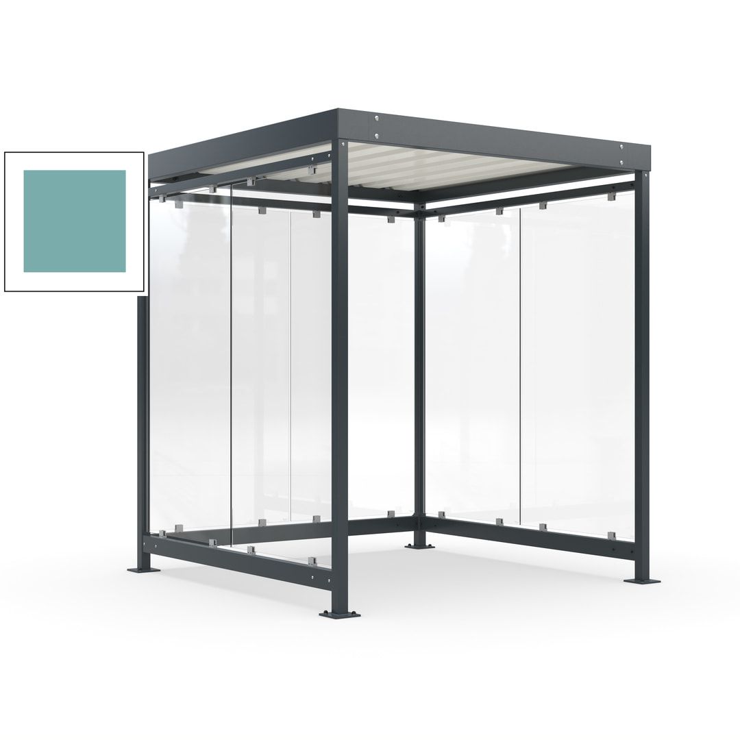 Raucherunterstand, Bushaltestelle, Bausatz, 6-7 Personen, 6 Wände, 2.510 x 2.165 x 2.165 mm (HxBxT), Achatgrau