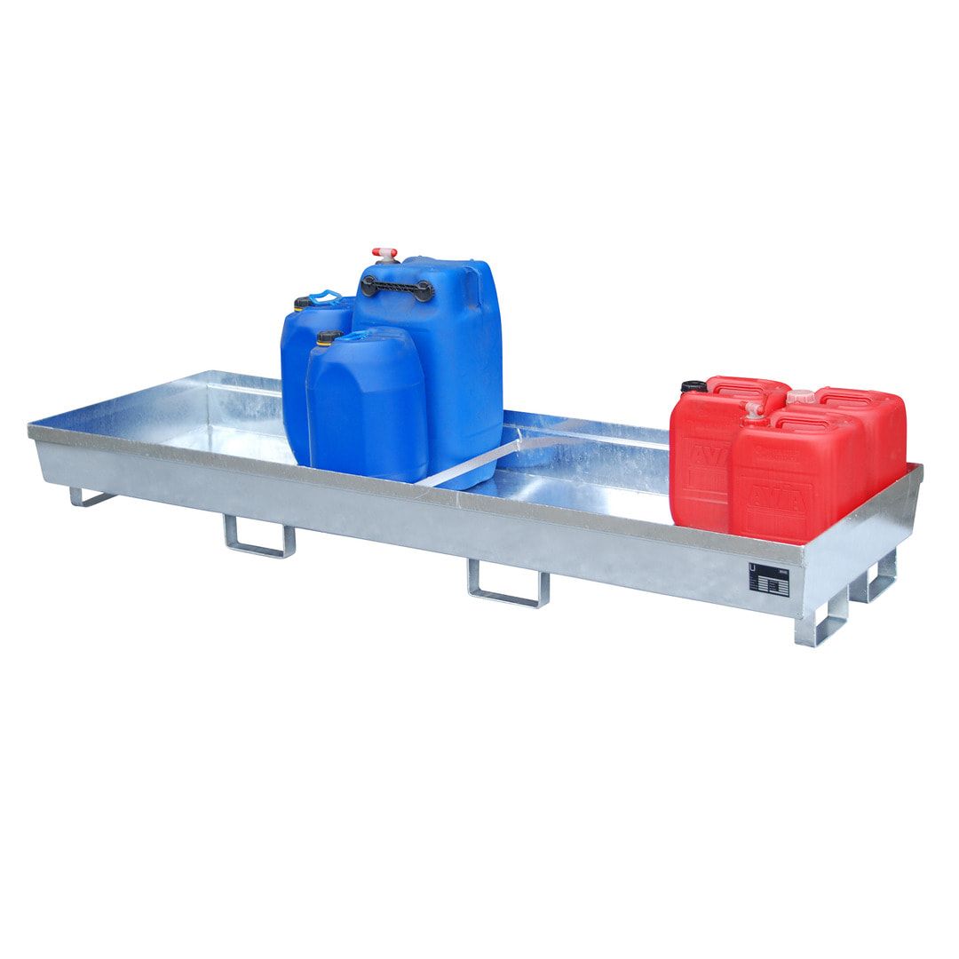 Ineinander stapelbare Auffangwanne - Stahl - 280 l Volumen - Breite 2.400 mm - feuerrot