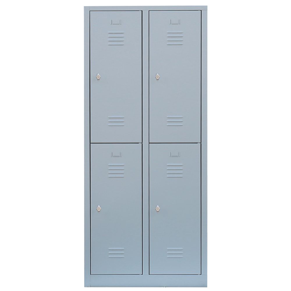 Garderobenschrank, Doppelstockspind, 2 Abteile, 4 Fächer, 1.800 x 800 x 500 mm (HxBxT), Stahl, Drehriegel, Korpus: lichtgrau, Front: anthrazitgrau