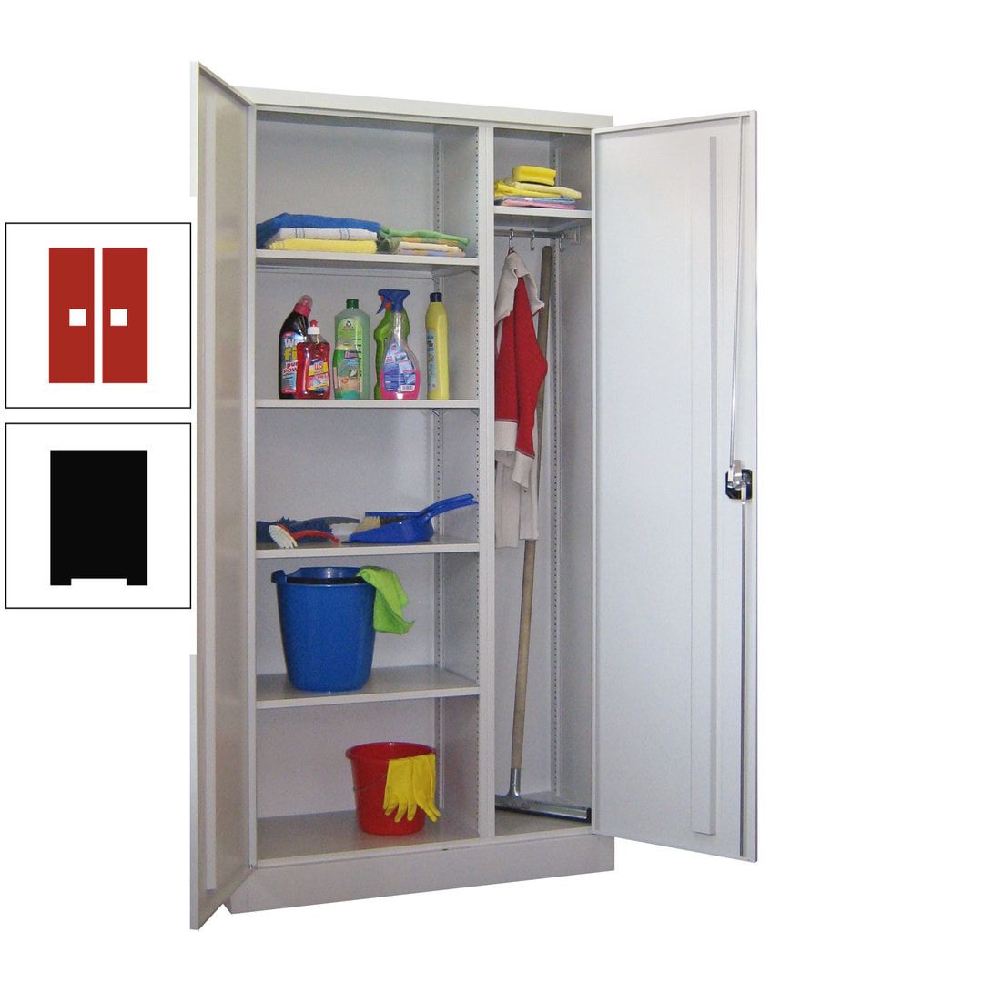 Putzschrank mit Trennwand - 1.950x1.000x400 mm (HxBxT) - Böden pulverbeschichtet - anthrazitgrau