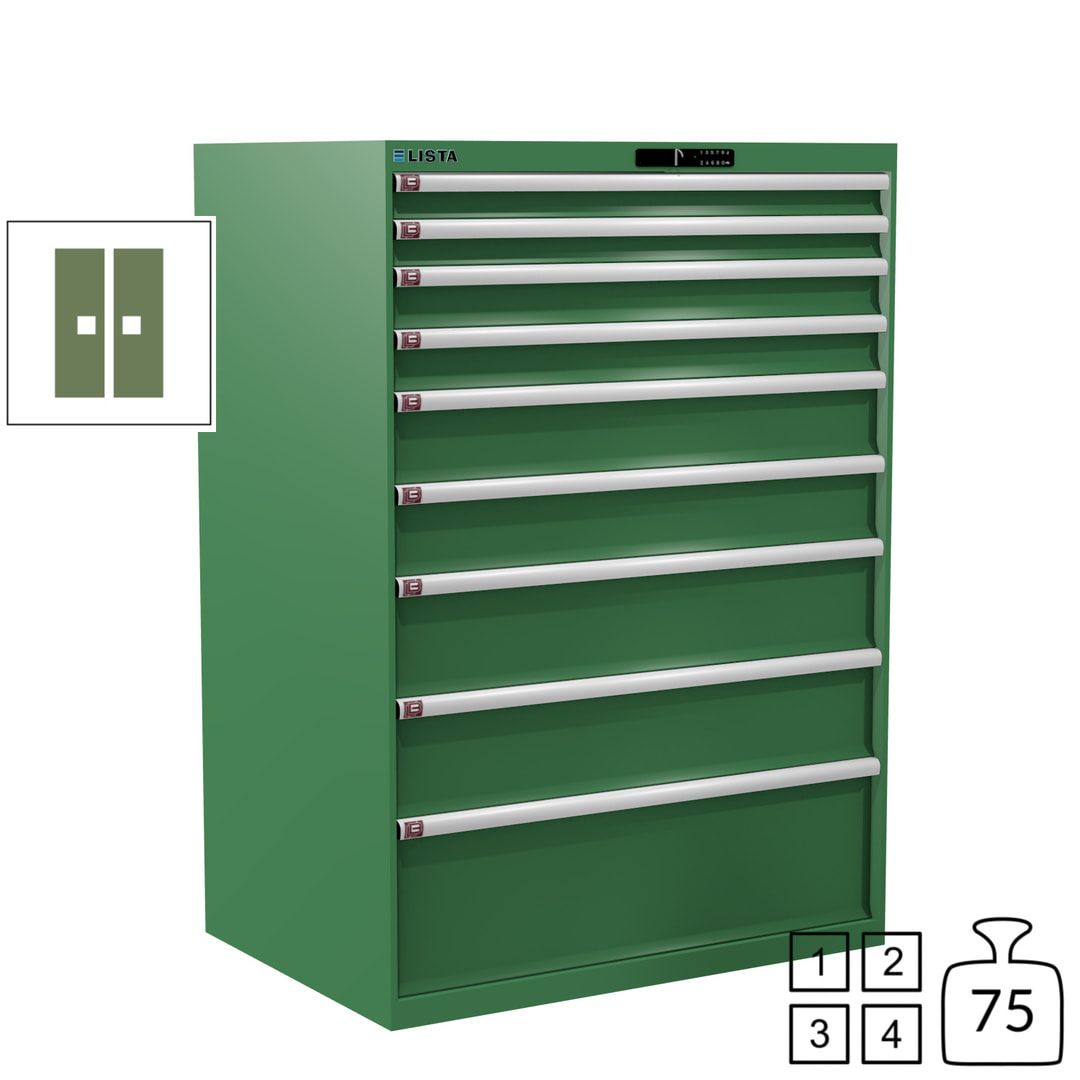 Lista Schubladenschrank - 12.550.010 - 1.450x1.023x725 mm (HxBxT) - 9 Schubladen - 200 kg - Key Lock - lichtblau (RAL 5012)