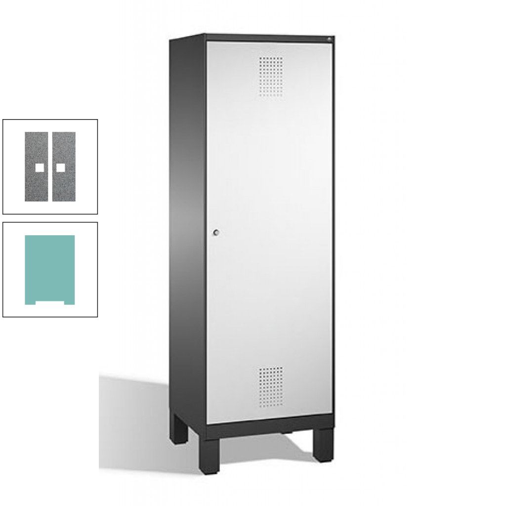 Doppel-Spind, Garderobenschrank, 1 Tür für 2 Abteile a 300 mm, Korpus anthrazitgrau, Türen anthrazitgrau, 1.850 x 600 x 500 mm (HxBxT)