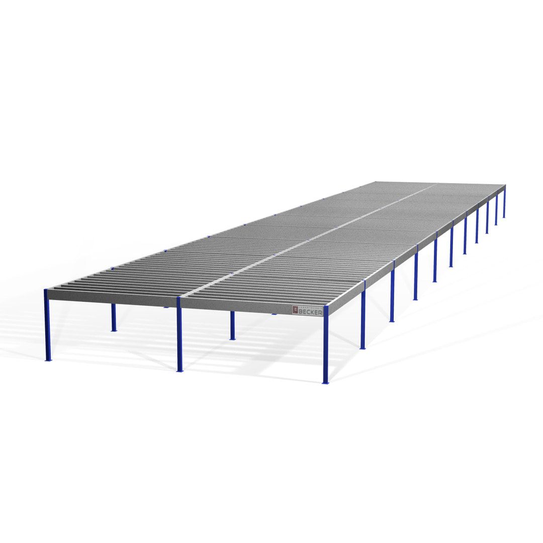 Lagerbühne - 2.100 x 10.000 x 10.000 mm (HxBxT) - 250 kg/qm - mit Böden - Perlweiß (RAL 1013)