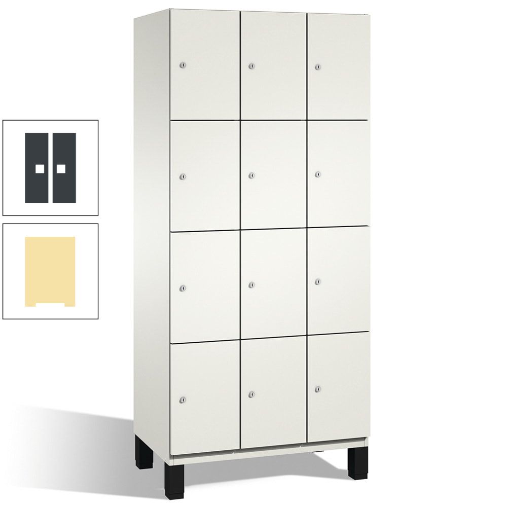 Fächerschrank, Stahlschrank, 12 Fächer, Türöffnungsbegrenzer, mit Füßen, Korpus lichtgrau, Tür anthrazitgrau, 1.980 x 900 x 525 mm (HxBxT)