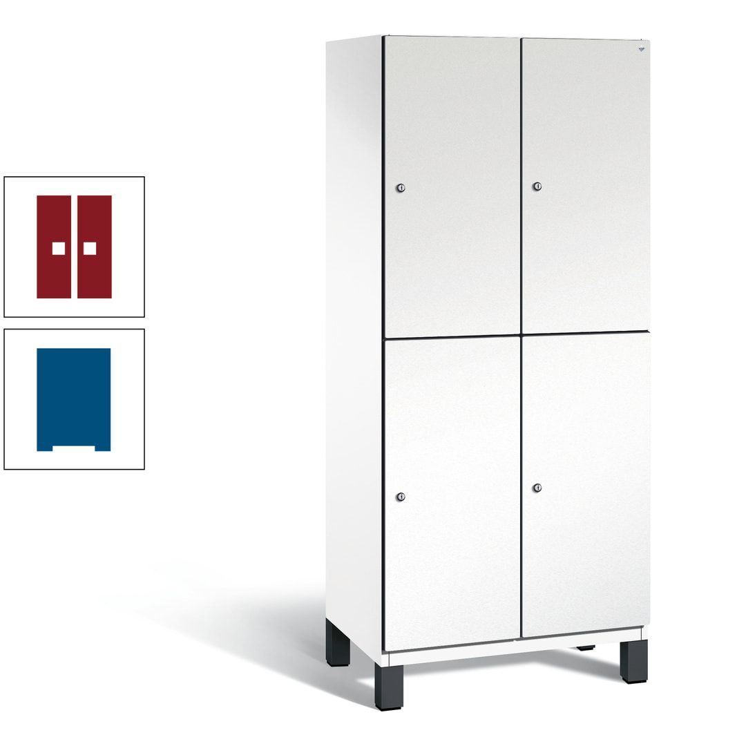 Fächerschrank, Stahlschrank, doppelstöckig, 4 Fächer, Füße, Korpus anthrazitgrau, Tür anthrazitgrau, 1.980 x 800 x 525 mm (HxBxT)