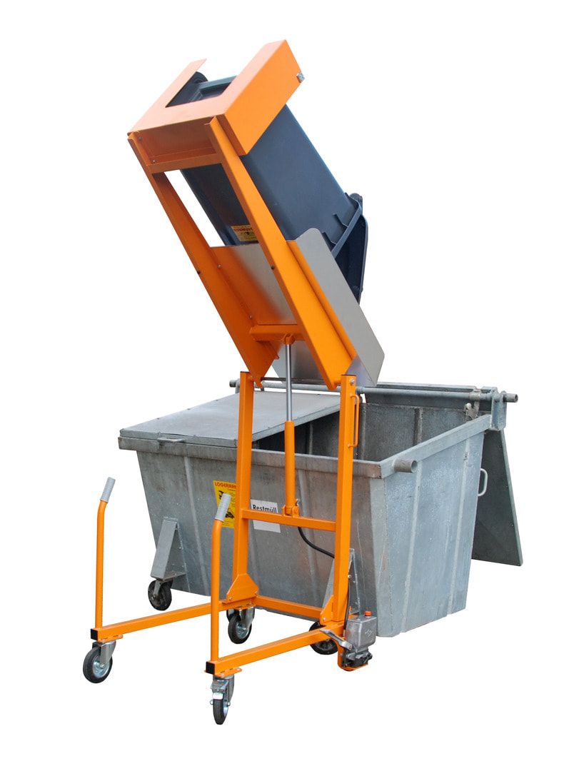 Mülltonnen-Kippstation - Tragkraft 110 kg - elektrisch 12 Volt - feuerrot