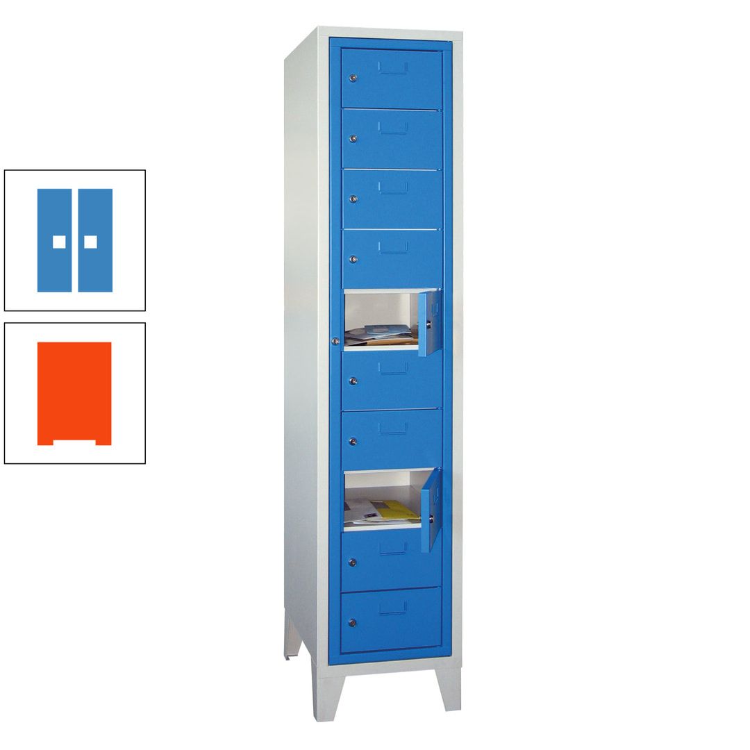 Schließfachschrank - Wäscheausgabeschrank - 10 Fächer a 315 mm - 1.850x400x500 mm (HxBxT) - Füße - Zylinderschloss - anthrazitgrau