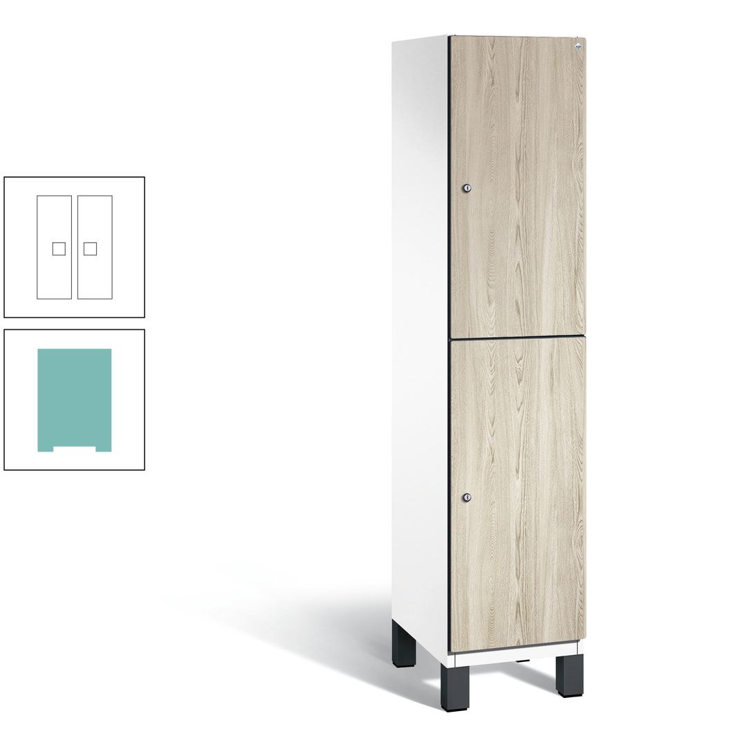 Fächerschrank, Garderobenschrank, mit Füßen, 1 Abteile, 1.980 x 400 x 525 mm (HxBxT), Korpus anthrazitgrau, Tür Donau-Ahorn