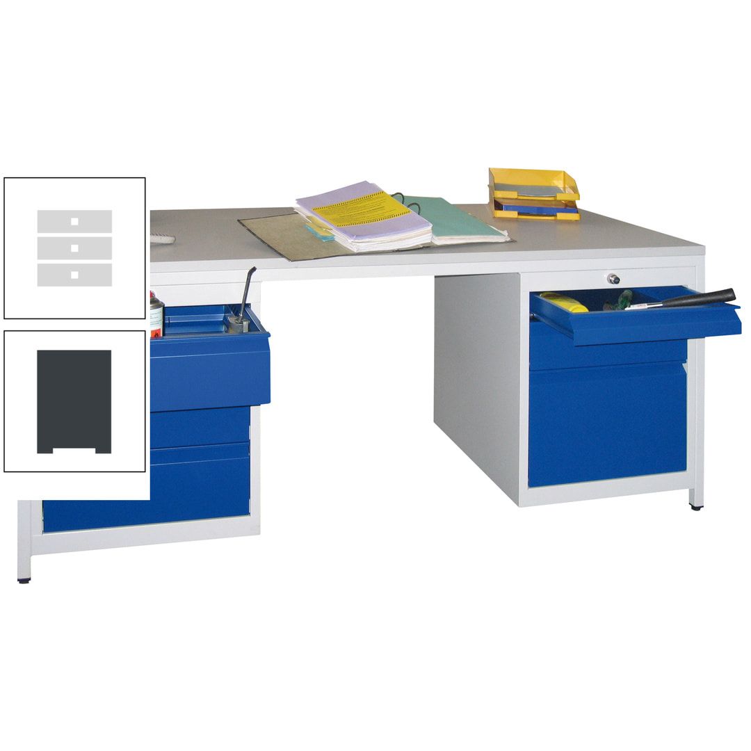 Meisterschreibtisch - 6 Schubladen, 75 / 125 / 150 / 175 / 300 mm - 720 x 1.700 x 800 mm (HxBxT) - anthrazitgrau