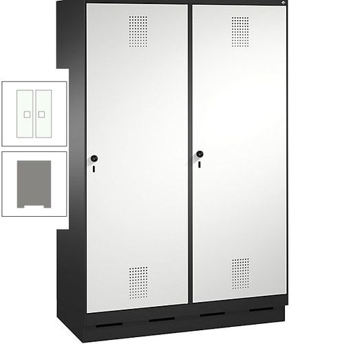 Doppel-Spind, Garderobenschrank, 2 Türen für 4 Abteile a 300 mm, Korpus anthrazitgrau, Türen anthrazitgrau, 1.800 x 1.200 x 500 mm (HxBxT)