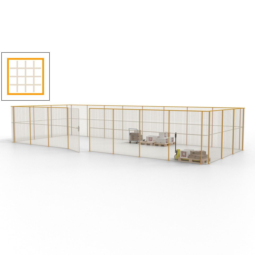Maschinen Schutzgitter - Hallentrennwand - Sicherheitszaun - Tür - 33 m - 2.200 x 12.400 x 4.900 mm (HxBxT) - enzianblau