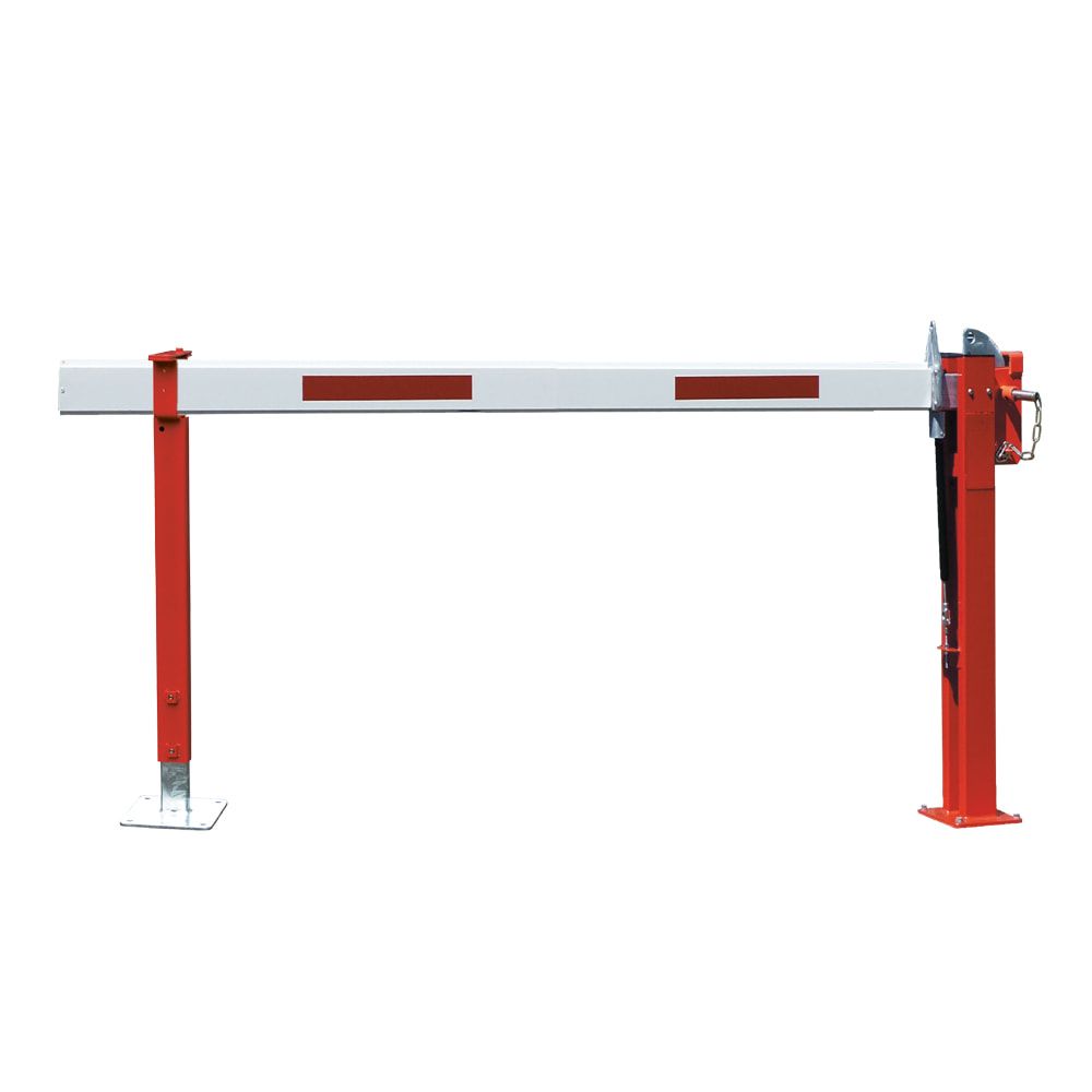 Schranke, Schlagbaum, Wegsperre, Wegfahrsperre, mit Gasdruckfeder, feste Auflagestütze, Breite 3.330 mm, Bauhöhe 1.000 mm