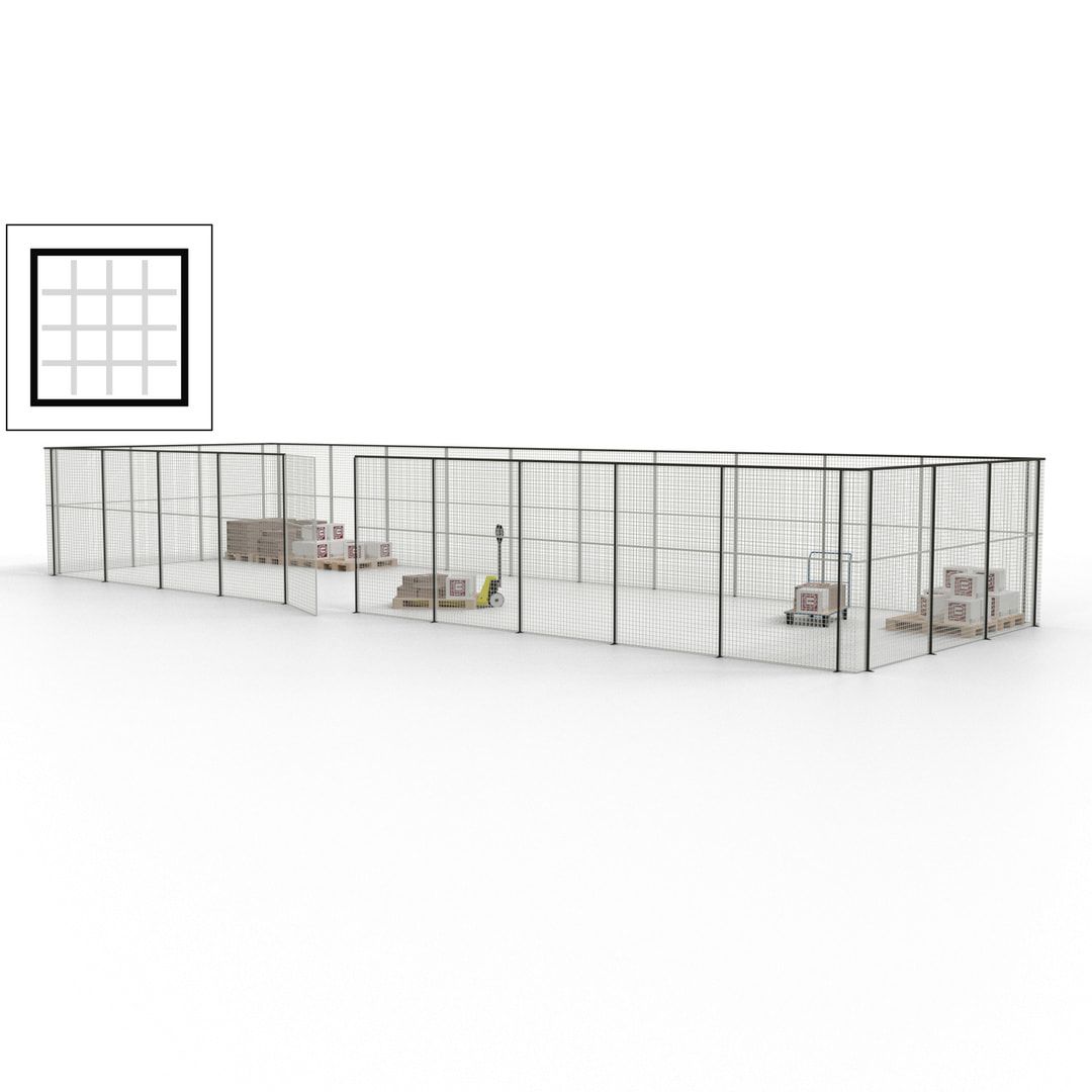 Maschinen Schutzgitter - Hallentrennwand - Sicherheitszaun - Tür - 39 m - 2.200 x 15.400 x 4.900 mm (HxBxT) - enzianblau