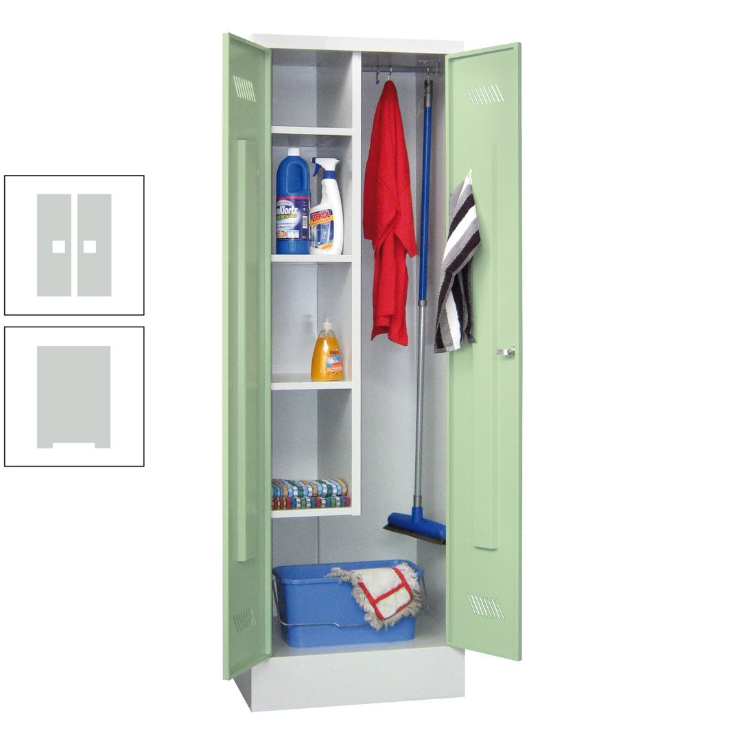Putzschrank mit Sockel - 1 Abteil mit Trennwand - 1.850x600x500 mm (HxBxT) - Drehriegel - anthrazitgrau
