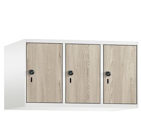Aufsatzschrank, Schrankaufsatz, 3 Fächer a 300 mm, Farbe Vulkangrau, Tür wählbar, 500 x 900 x 500 mm (HxBxT)